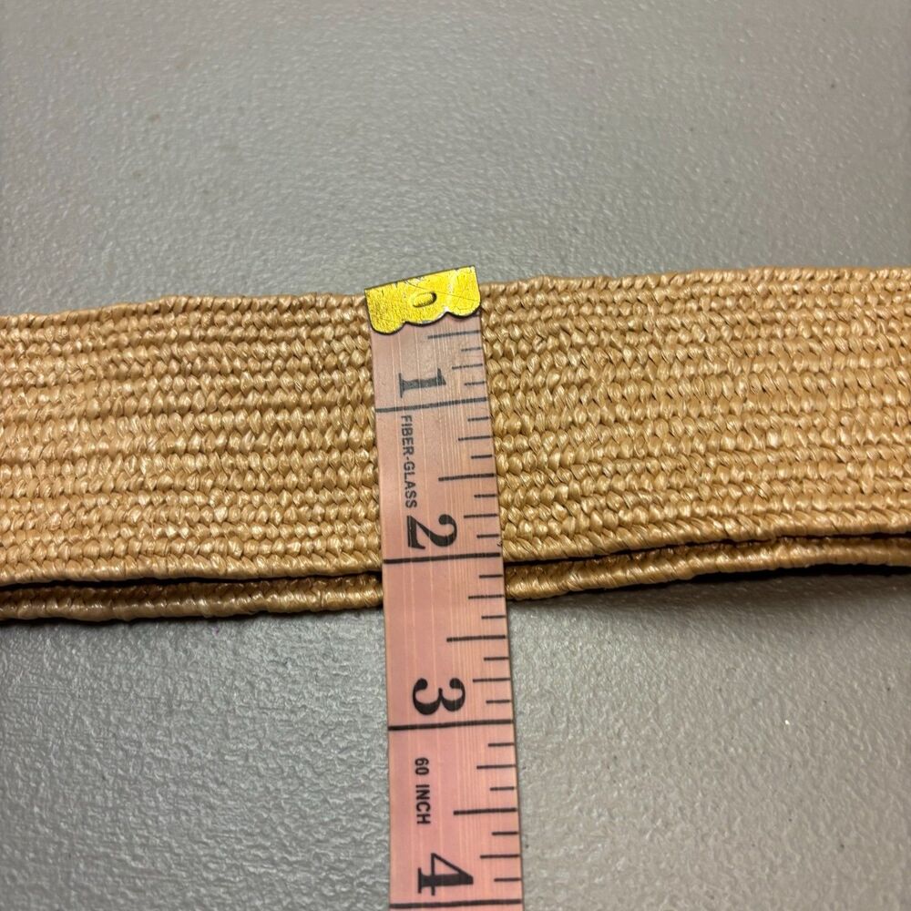 Beige Woven Straw Belt with Tortoiseshell Buckle - Picture 5 of 9